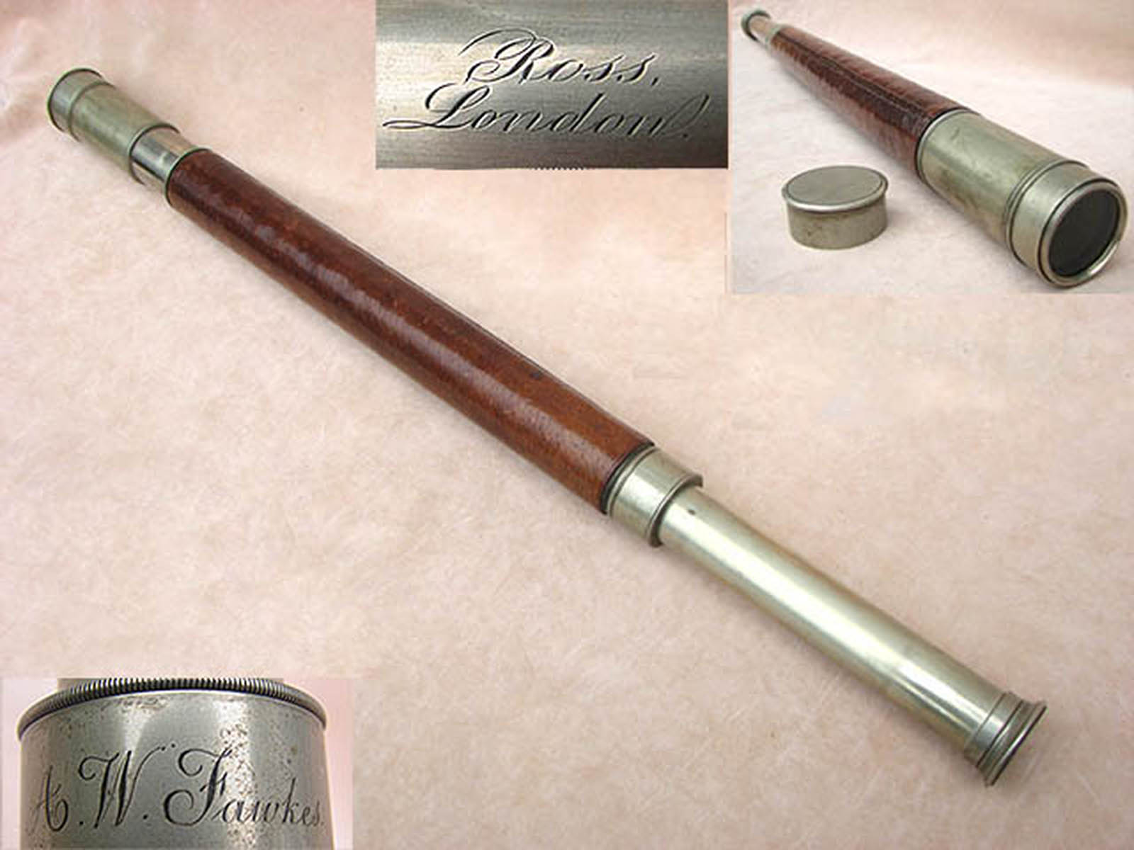 Ross London Officer of the Watch Telescope inscribed AW Fawkes